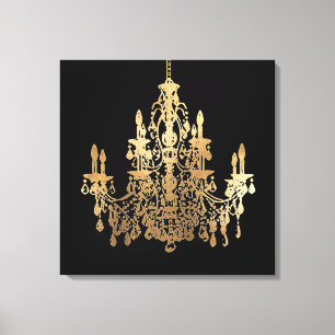 Impressão Em Tela PixDezines FAY Background/Faux Dourado Chandelier