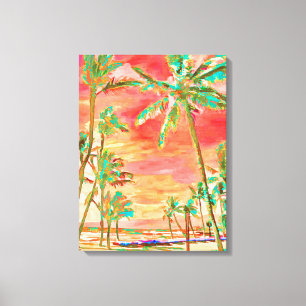 Impressão Em Tela PixDezines Praia/Havaí/Baía/Coral/Turquesa