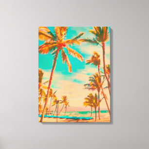 Impressão Em Tela PixDezines Praia/Havaí/Baía/Verde-água