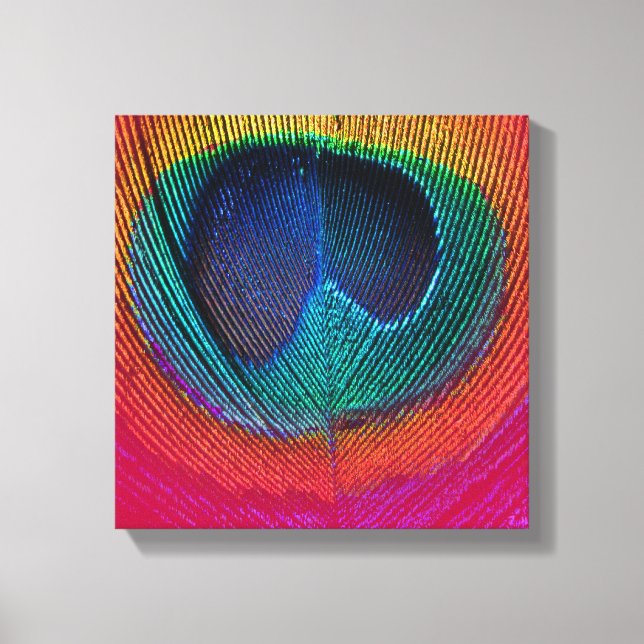 Impressão Em Tela PixDezines Psychedelic Peacock, rosa quente, canva (Frente)