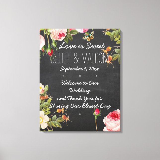 Impressão Em Tela PixDezines Rosas/Recepção de Casamento no Quadro-n (Frente)