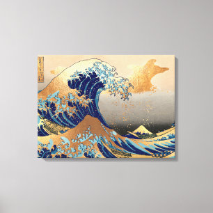 Impressão Em Tela PixDezines Vintage, Excelente Wave, Hokusai 葛 飾 北