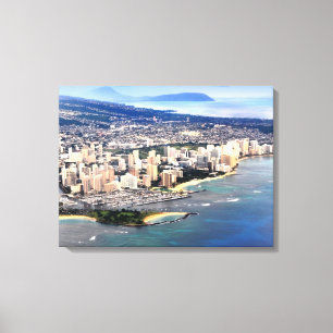 Impressão Em Tela PixDezines Waikiki da janela..