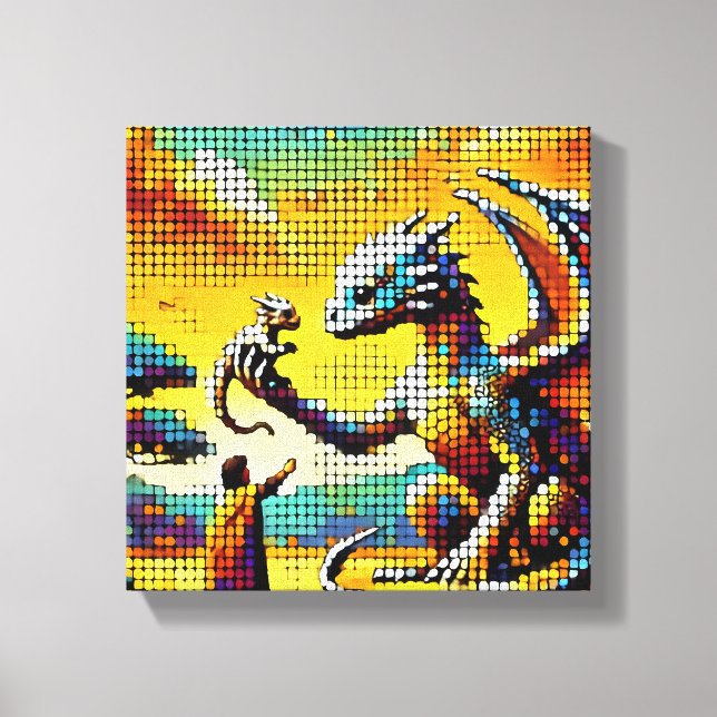 Impressão Em Tela pixelated image of a dragon trainer (Frente)