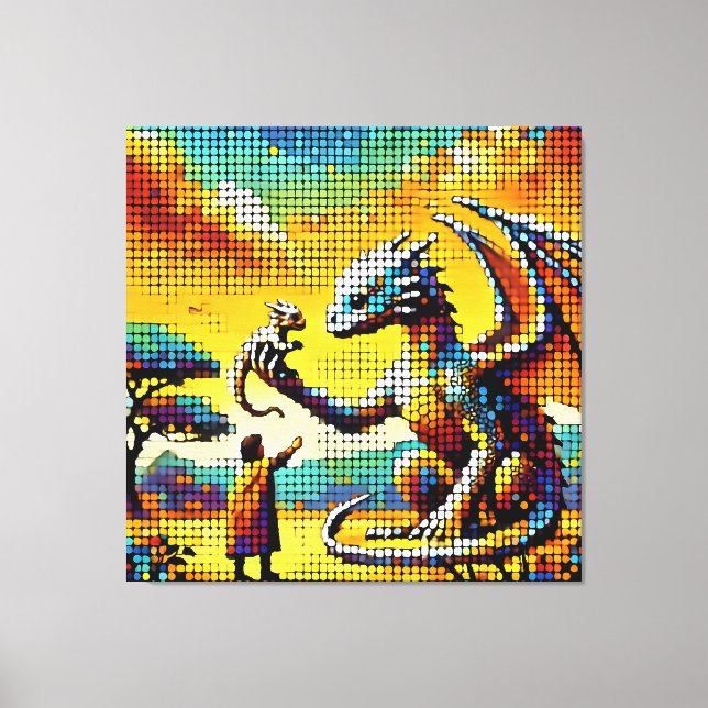 Impressão Em Tela pixelated image of a dragon trainer (Frente)