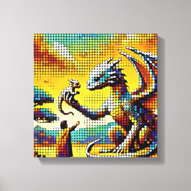 Impressão Em Tela pixelated image of a dragon trainer (Frente)