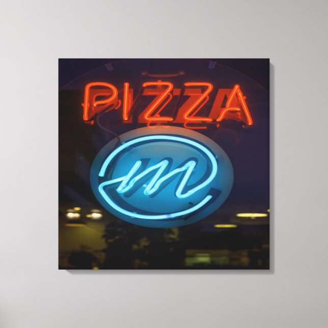 Impressão Em Tela Pizza - Sinal de Neon (Frente)