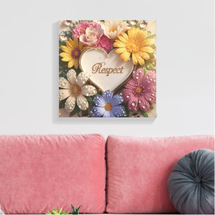 Impressão Em Tela Placa de Saudação 3D Luxuriosa com Design Floral