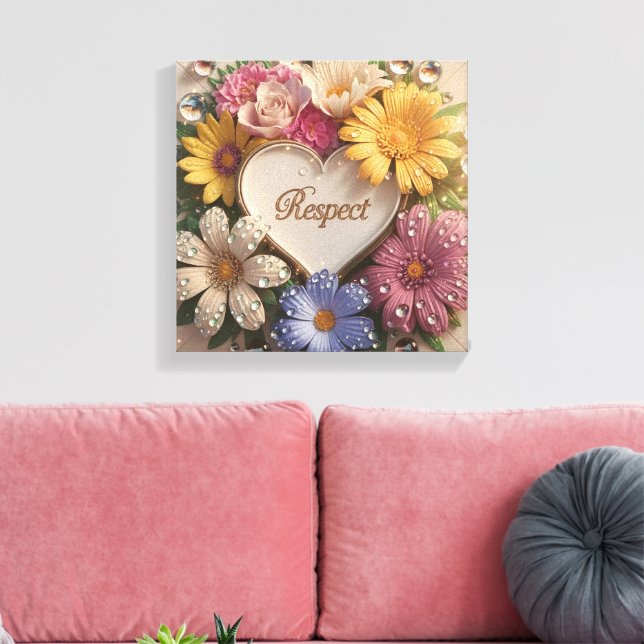 Impressão Em Tela Placa de Saudação 3D Luxuriosa com Design Floral (Insitu(Sala de estar))