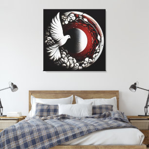 Impressão Em Tela Planeta de Dove Eoral - Tinta Noir e Mandala Verme