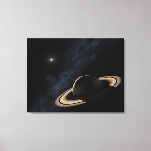 Impressão Em Tela Planeta de Saturn no sistema solar, fim-acima