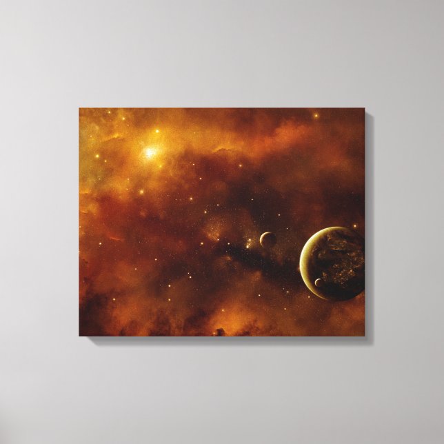Impressão Em Tela Planetas em nebulosa (Frente)