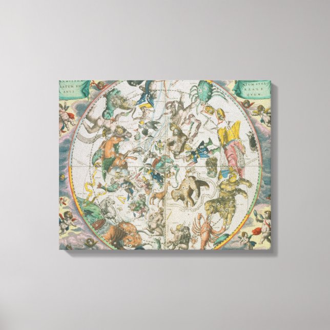 Impressão Em Tela Planisfera Celestial Mostrando os Sinais do Zod (Frente)