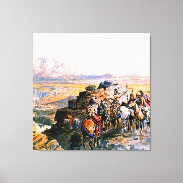 Impressão Em Tela "Planning the Attack", de Charles M Russell (Frente)