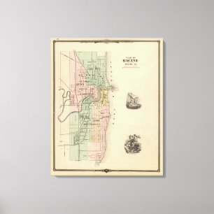 Impressão Em Tela Plano de Racine, capital de distrito de Racine Co