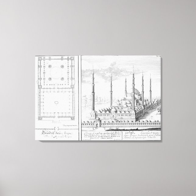 Impressão Em Tela Plano e Visão da Mesquita Azul (1609-16), construí (Frente)