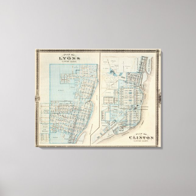 Impressão Em Tela Planos de Lyon e Clinton, Condado de Clinton (Frente)