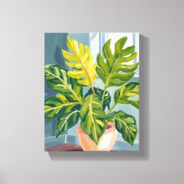 Impressão Em Tela Planta Monstera | Aquarela Botânica Verde