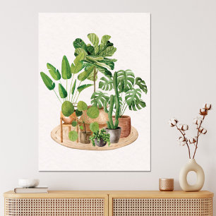 Impressão Em Tela Plantas Tropicais em Aquarela
