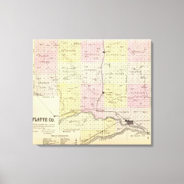 Impressão Em Tela Platte County, Nebraska (Frente)