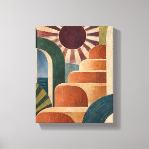 Impressão Em Tela Plum Sunburst e Escadas de Terracota Arredondadas