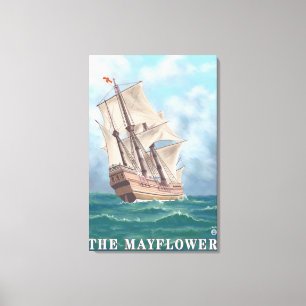Impressão Em Tela Plymouth, MassachusettsView do Mayflower