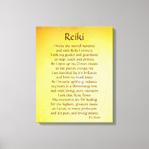 Impressão Em Tela Poema cura amarelo Dourado da conexão de Reiki