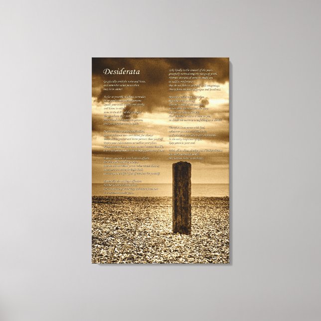 Impressão Em Tela Poema Desiderata - Eu Tenho Tempo (Frente)