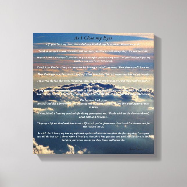 Impressão Em Tela Poesia de Simpatia, Amor e Perda. (Frente)