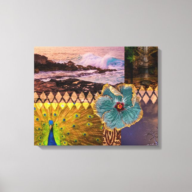 Impressão Em Tela Poipu Sunrise, Colagem Havaiana Kauai (Frente)