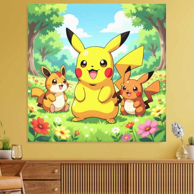 Impressão Em Tela Pokémon und seine Treue Freunde (Insitu(Sala de estar))