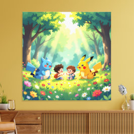 Impressão Em Tela Pokémon und seine Treue Freunde