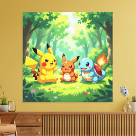Impressão Em Tela Pokémon und seine Treue Freunde