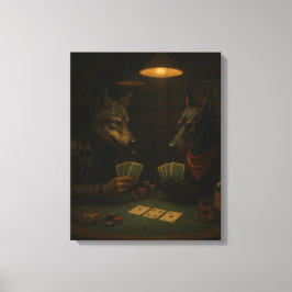 Impressão Em Tela Poker Night | Wolf and Doberman Noir Art