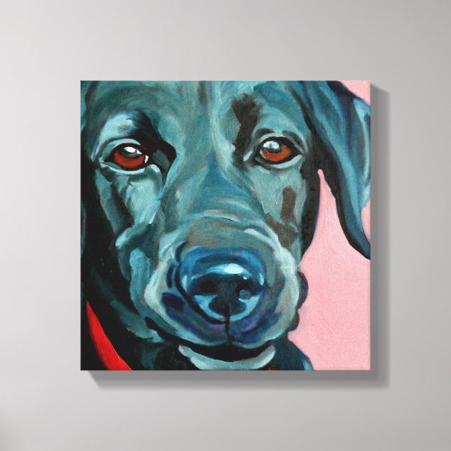 Impressão Em Tela Polly the Black Labrador Retriever Dog Portrait (Frente)
