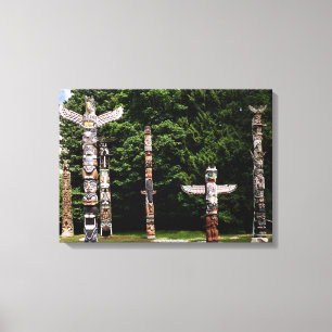 Impressão Em Tela Pólos de totem do nativo americano, Vancôver,