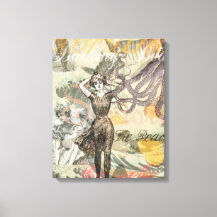 Impressão Em Tela Polvo do vintage e belezas do banho