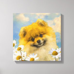 Impressão Em Tela Pomerânia em Pintura de Dísias - Arte de Cachorro