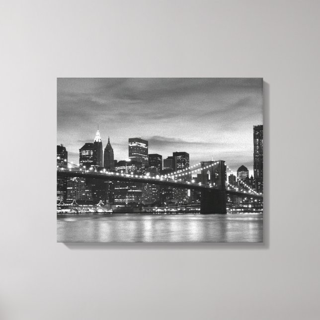 Impressão Em Tela Ponte Brooklyn À Noite, Nova Iorque (Frente)