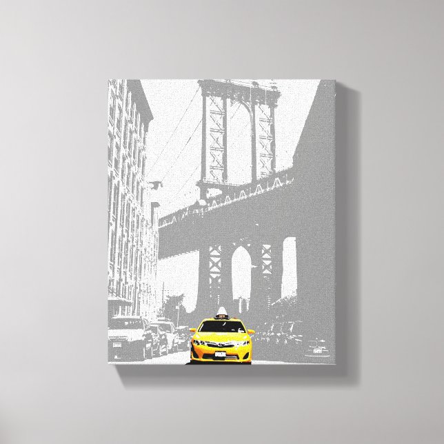 Impressão Em Tela Ponte Brooklyn Nova Iorque Amarelo Taxi Nyc (Frente)