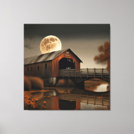Impressão Em Tela Ponte Coberta Fabulosa e Arte em Tela Lua