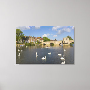 Impressão Em Tela Ponte com arco de pedra e rio Ouse, Ruas Ives,