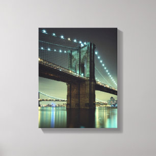 Impressão Em Tela Ponte de Brooklyn na ponte de Manhattan da noite