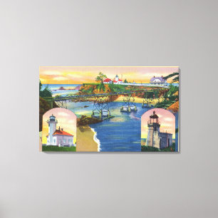 Impressão Em Tela Ponte de Cabo Arago e Boca de Farol