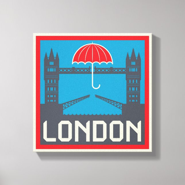 Impressão Em Tela Ponte de Londres com guarda-chuva (Frente)