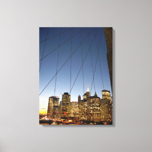 Impressão Em Tela Ponte Do Brooklyn Em Dusk Com O Skyline De Manhatt