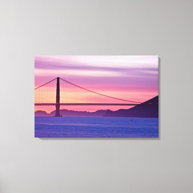 Impressão Em Tela Ponte do portão do ouro no Sunset (Frente)