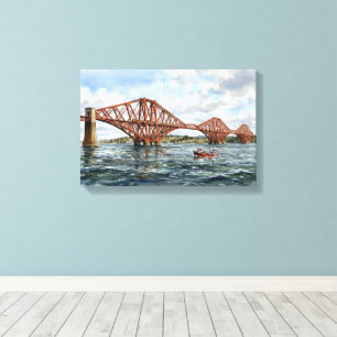 Impressão Em Tela Ponte Férrea Histórica de Forth Escócia Aquarela