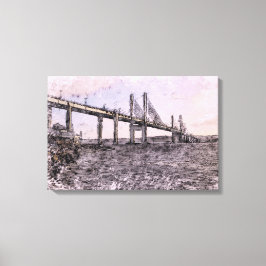 Impressão Em Tela Ponte Kessock Inverness Aquarela Artística