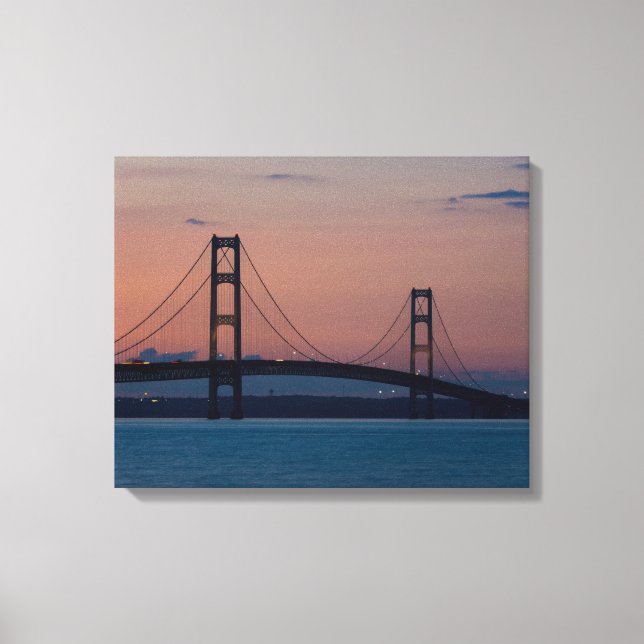 Impressão Em Tela Ponte Mackinac Em Dusk (Frente)